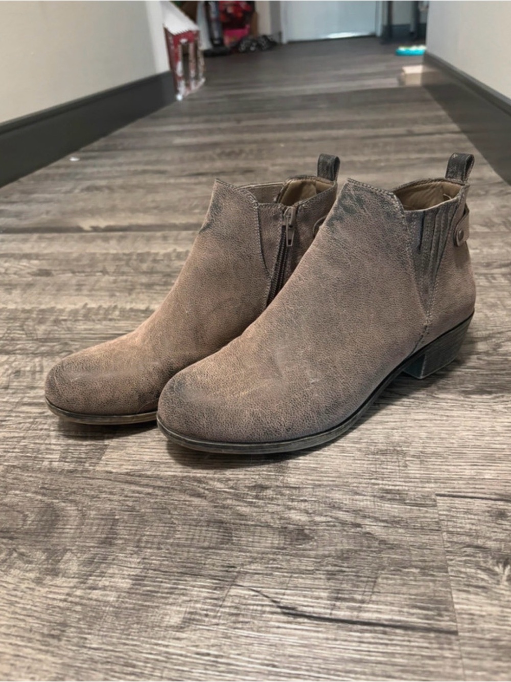 Ankle Boots in Gray/Brown Suede-Look